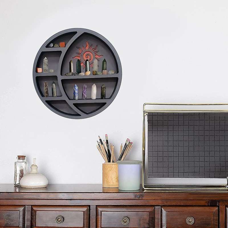 Wall Shelves for Crystals Moon Shelf Wooden Crescent Moon Shelf