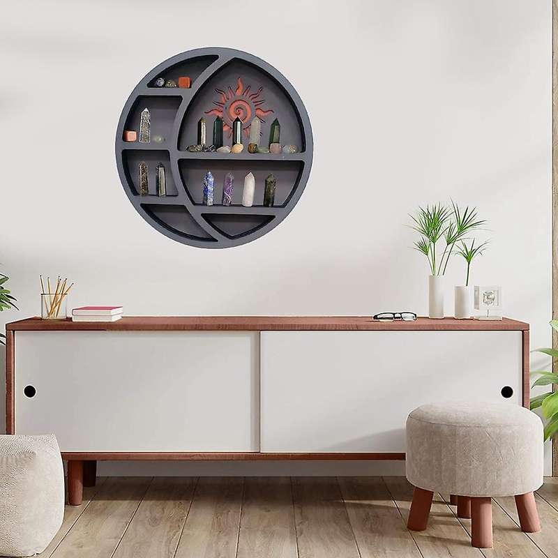 Wall Shelves for Crystals Moon Shelf Wooden Crescent Moon Shelf