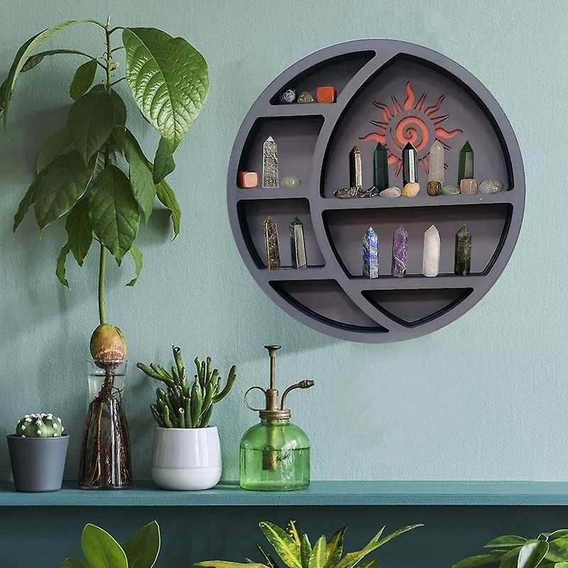 Wall Shelves for Crystals Moon Shelf Wooden Crescent Moon Shelf