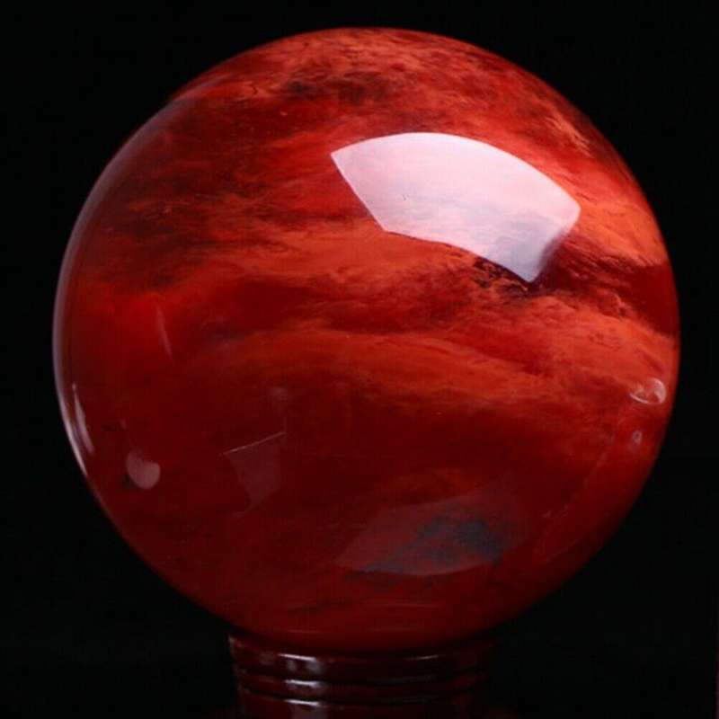 80mm Red Citrine Calcite Quartz Crystal Sphere Ball Healing Gemstone