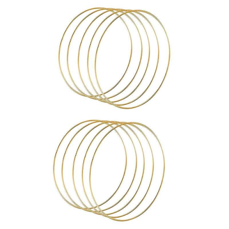5 Pack 14 Inch Large Metal Floral Hoop Wreath Macrame Gold Hoop Rings