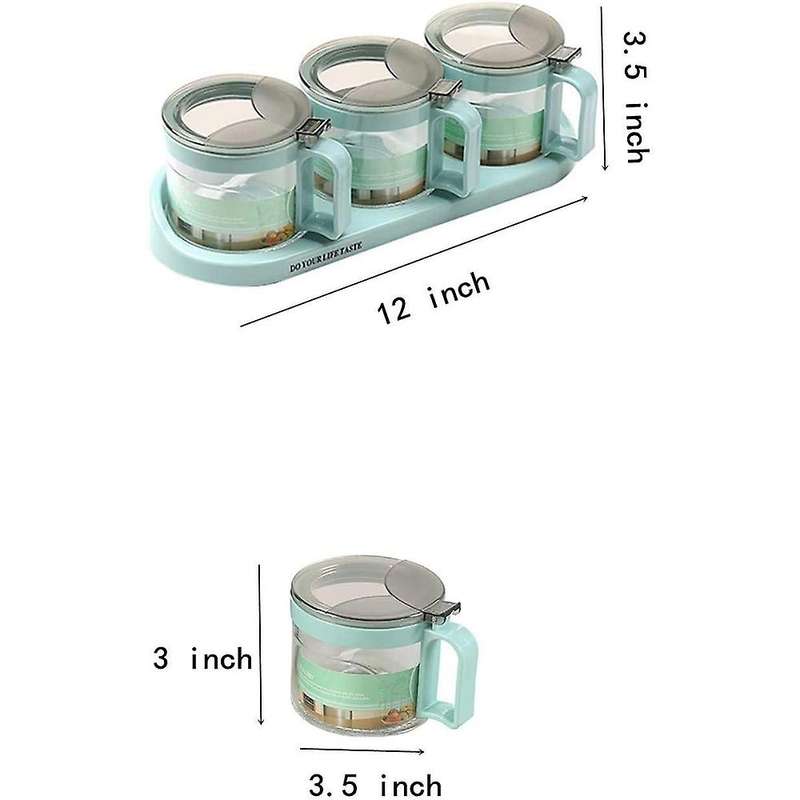 Condiment Container Seasoning Box Glass with Spoon,seasoning Box