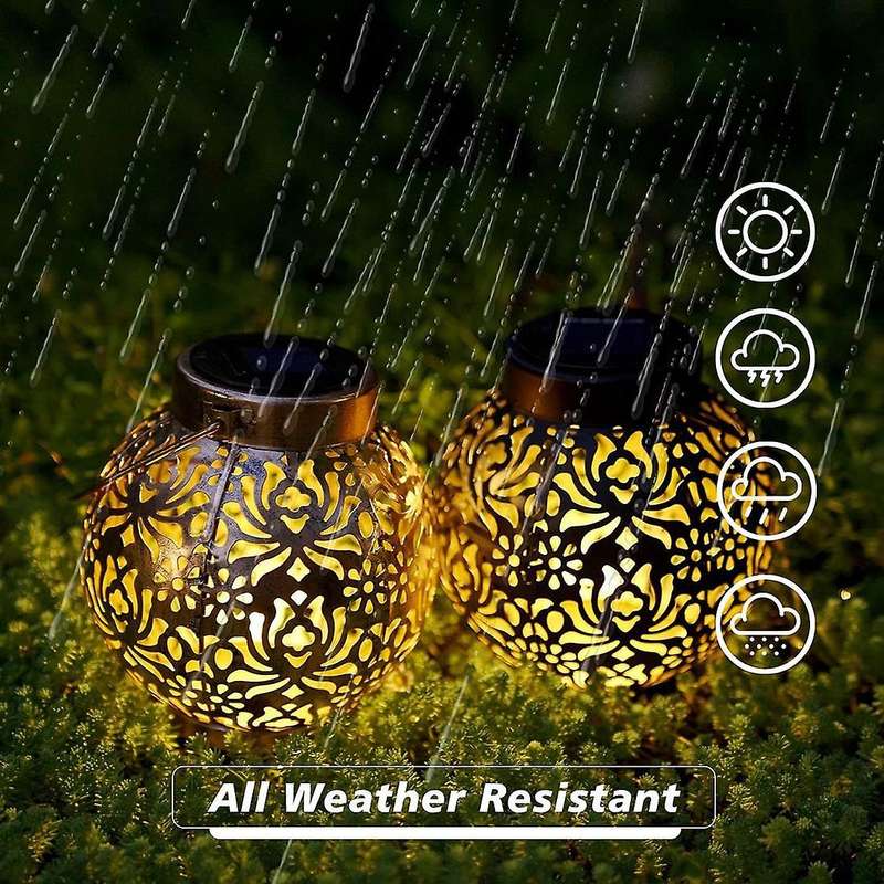 Set Of 2 Solar Lantern Outdoor Hanging Decorative Light(copper Color)