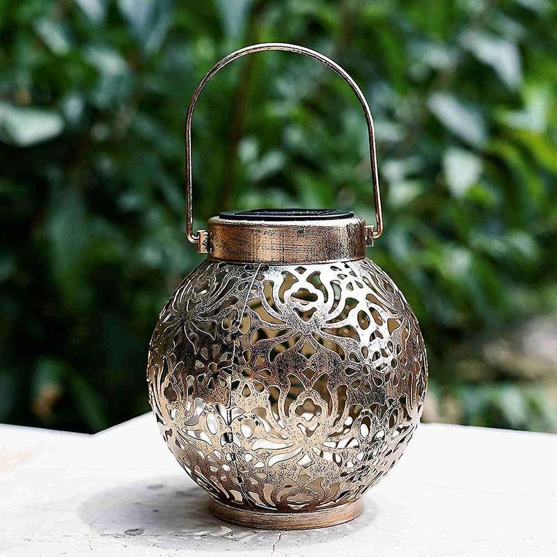 Set Of 2 Solar Lantern Outdoor Hanging Decorative Light(copper Color)