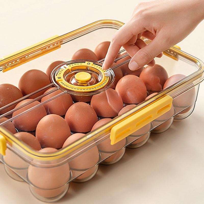 24 Grids Egg Storage Box Transparent Egg Container Yellow