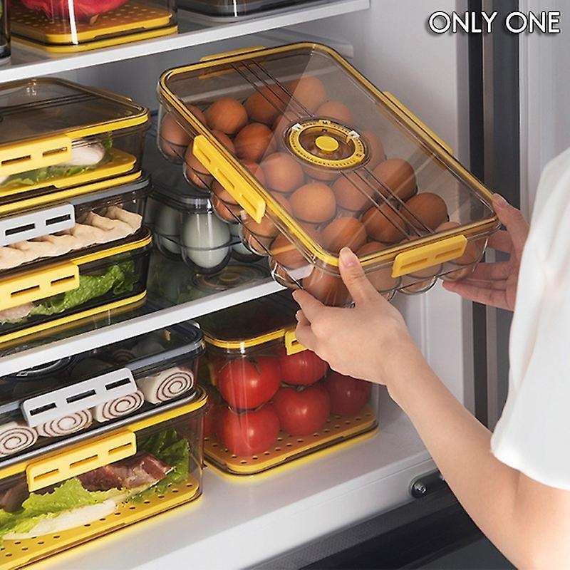 24 Grids Egg Storage Box Transparent Egg Container Yellow