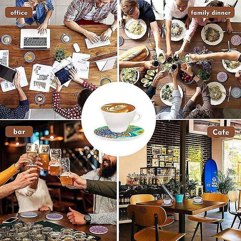 8 Pcs Absorbent Ceramic Stone Coaster with Cork Base