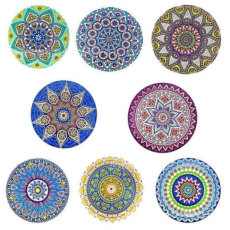 8 Pcs Absorbent Ceramic Stone Coaster with Cork Base