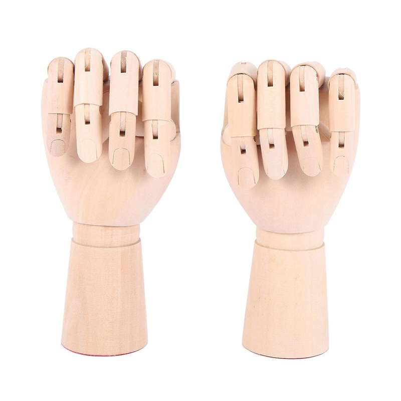 2x 7inch Wooden Opposable Left/right Hand Manikin (left+right Hand)