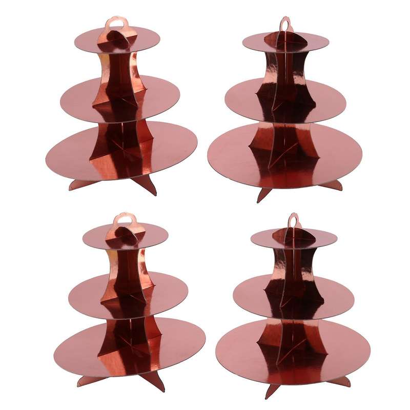 4 Set 3-tier Round Cardboard Cupcake Stand for 24 Cupcakes Perfect