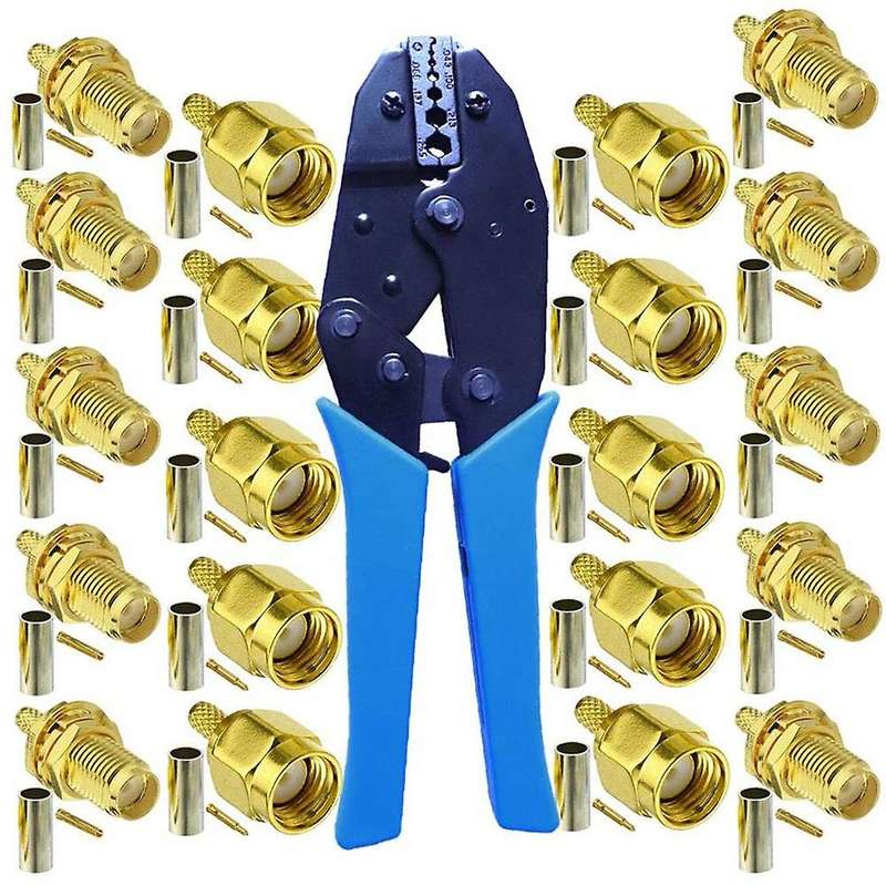 10pcs Sma Male and Female Coaxial Connectors and Crimper