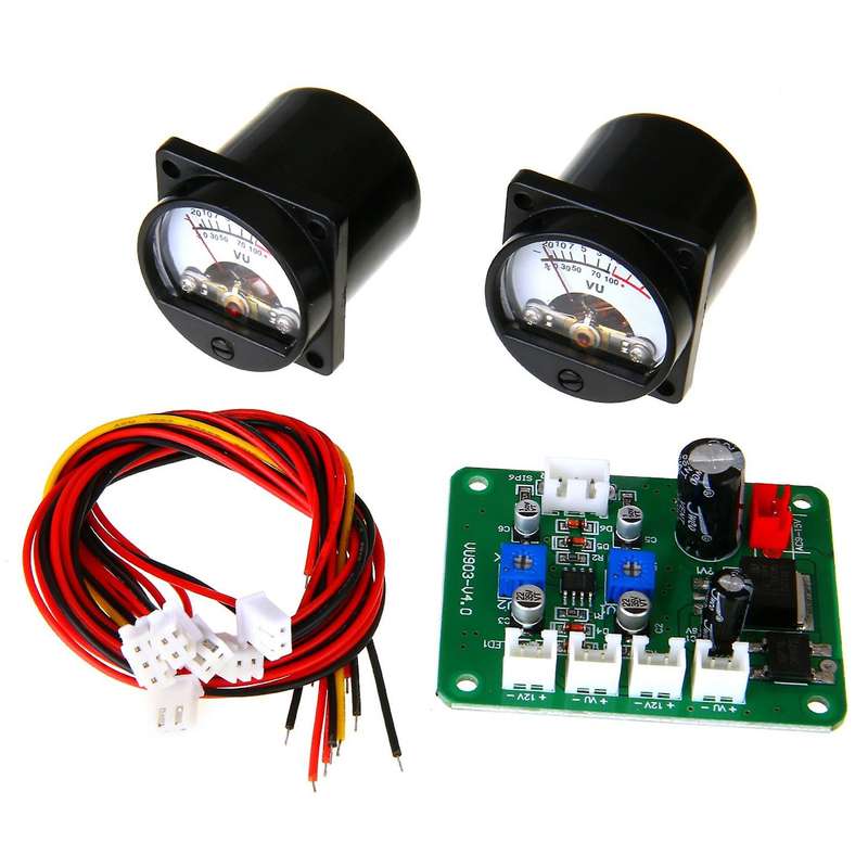 2pcs 10-12v Vu Panel Meter 500ua Warm Backlight Recording + Drive