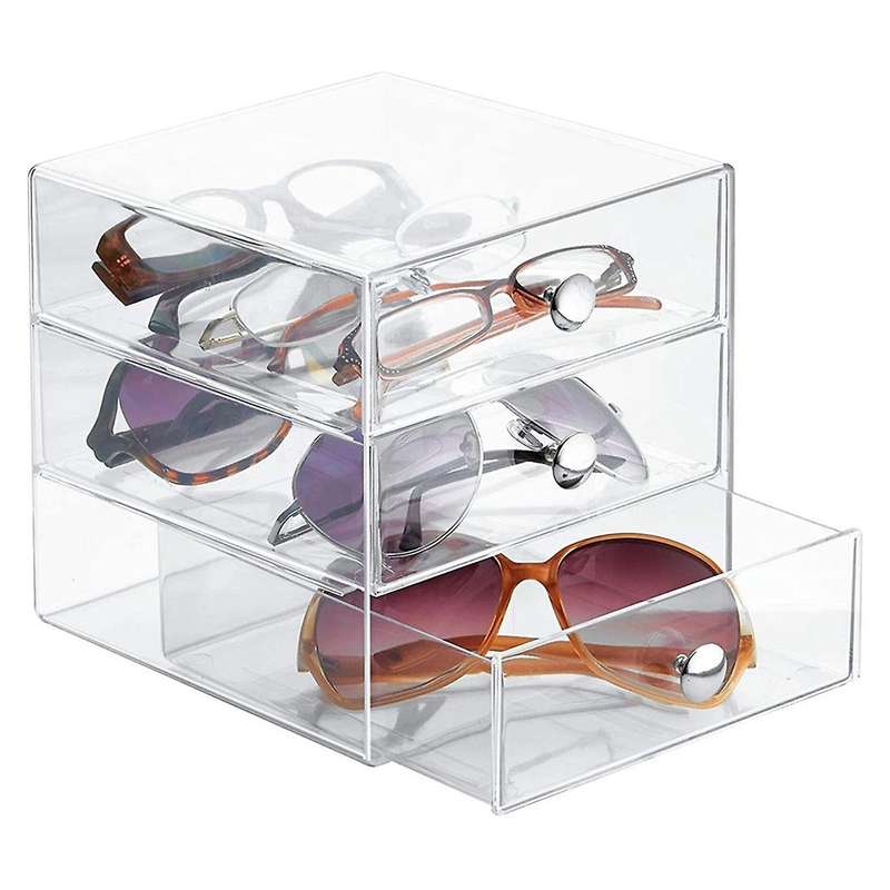 3 Acrylic Vanity, Storage Drawers Set for Cosmetics, Glasses