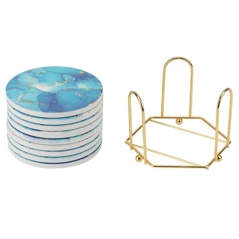 Coasters for Drink,ceramic Stone Coaster with Cork Base,with Holder