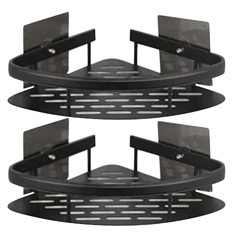 Punch-free Triangle Corner Shelf Shower Storage Rack 2pcs