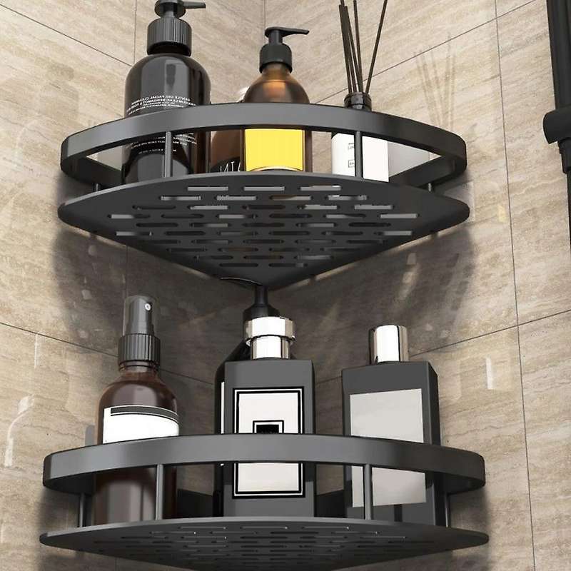 Punch-free Triangle Corner Shelf Shower Storage Rack 2pcs