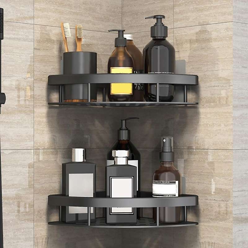 Punch-free Triangle Corner Shelf Shower Storage Rack 2pcs