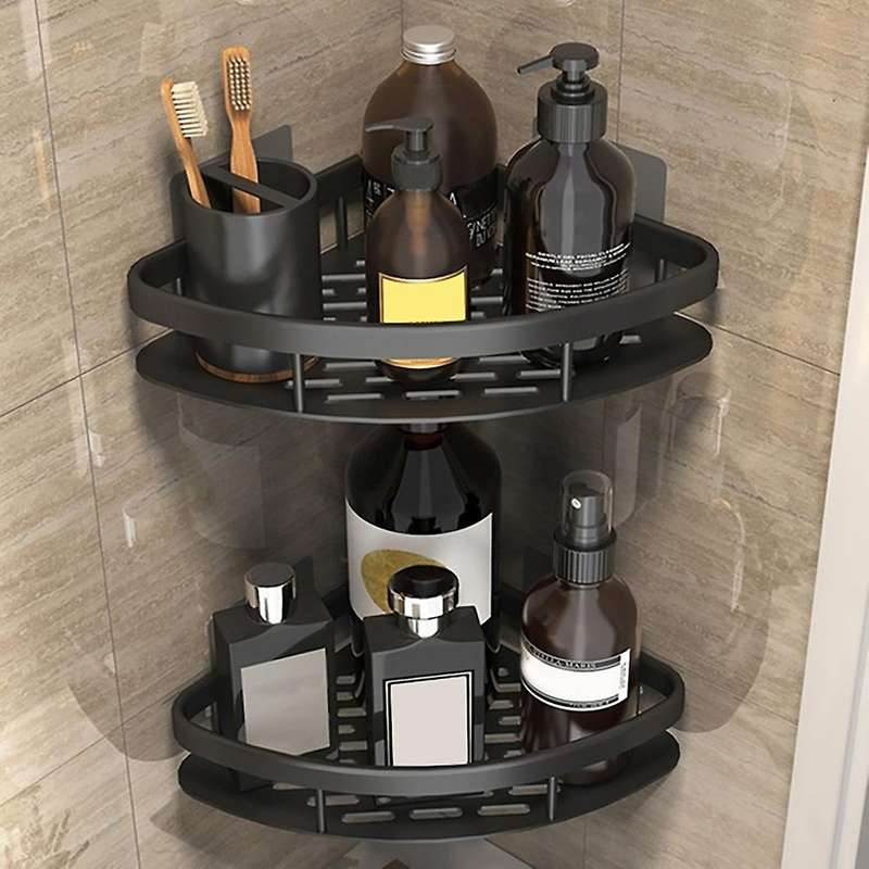 Punch-free Triangle Corner Shelf Shower Storage Rack 2pcs