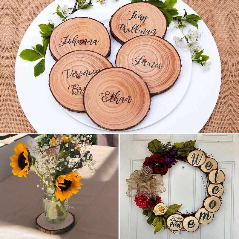 20pc Natural Wood Slices for Craft Pre-installed with Eye Screws