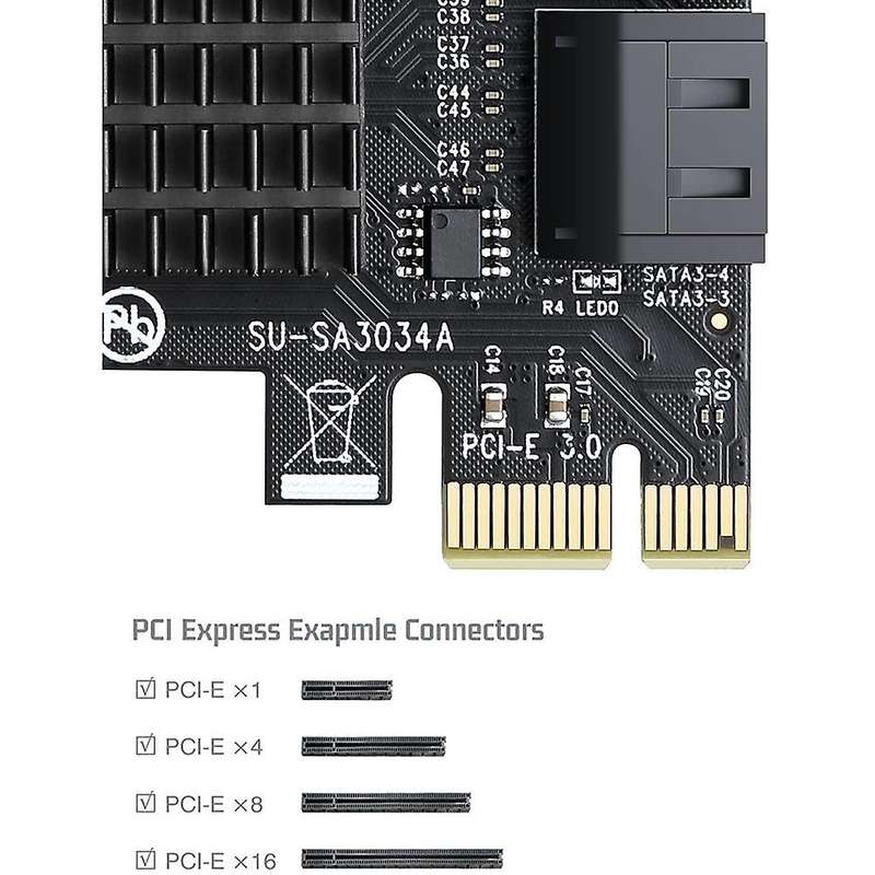 Pci Express to Sata3.0 Ports Expansion Controller Support Ssd and Hdd