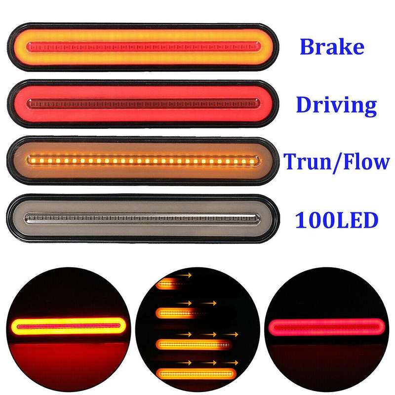2pcs 100led Car Truck Drl Led Flowing Turn Signal Stop Tail Strip 12v