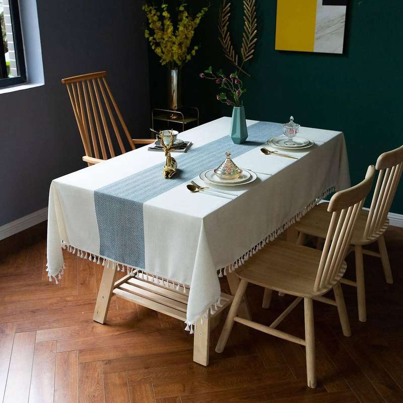 Tablecloth Rustic Farmhouse Kitchen Table Cloth(blue)