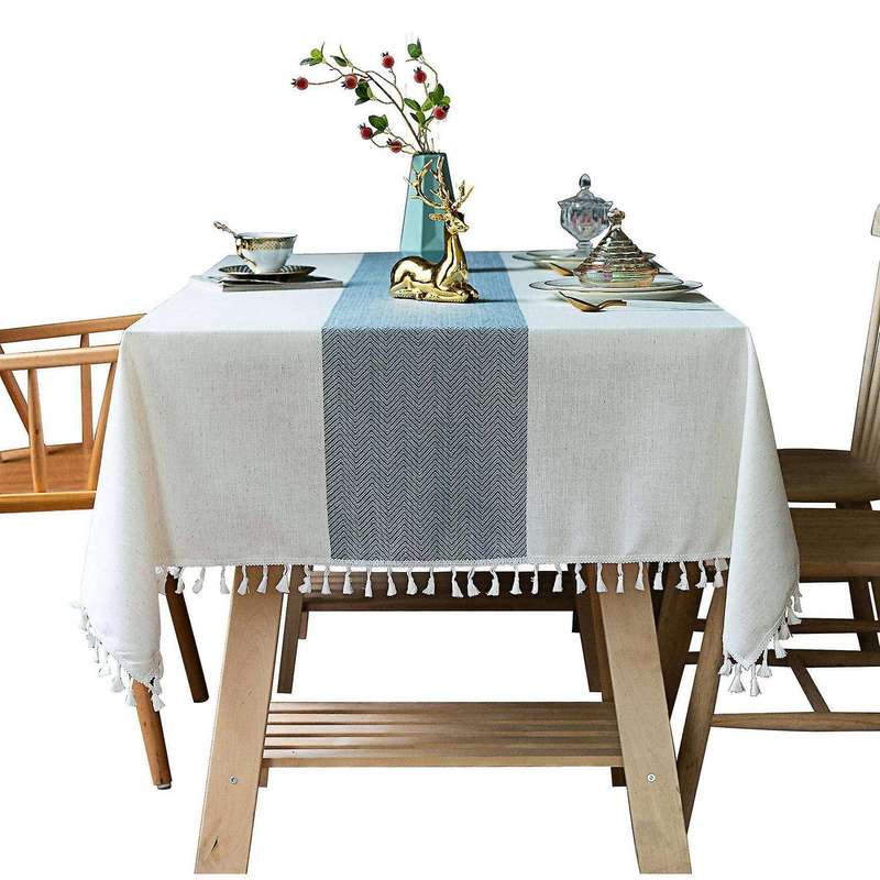 Tablecloth Rustic Farmhouse Kitchen Table Cloth(blue)