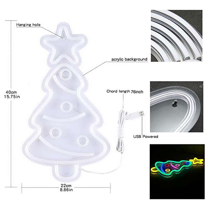 Xmas Tree Neon Light Signs,usb Powered Christmas Festival Led Light