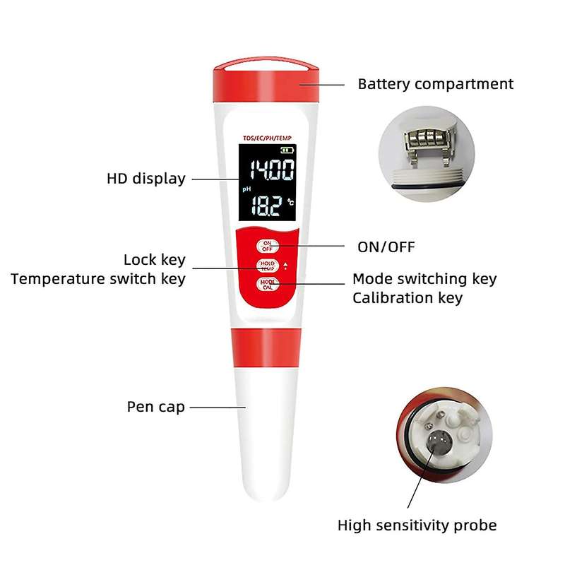 Ph/ec/tds/thermometer 0.01 Resolution High Precision Pen Tester