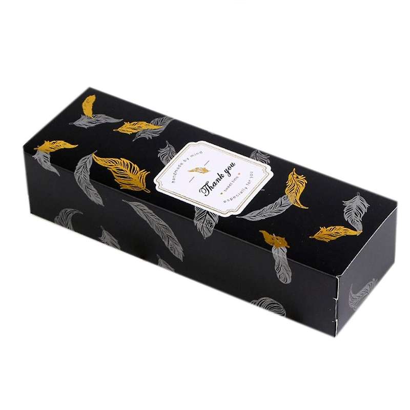 50 Pcs Rectangular Egg Yolk Crisp Packaging Box,(black Feather)