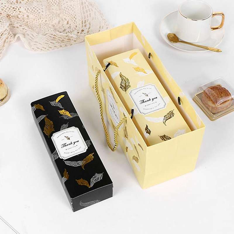 50 Pcs Rectangular Egg Yolk Crisp Packaging Box,(golden Feather)