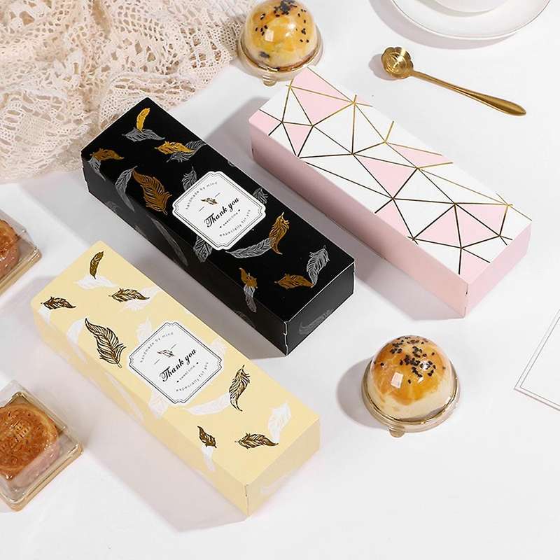 50 Pcs Rectangular Egg Yolk Crisp Packaging Box,(golden Feather)