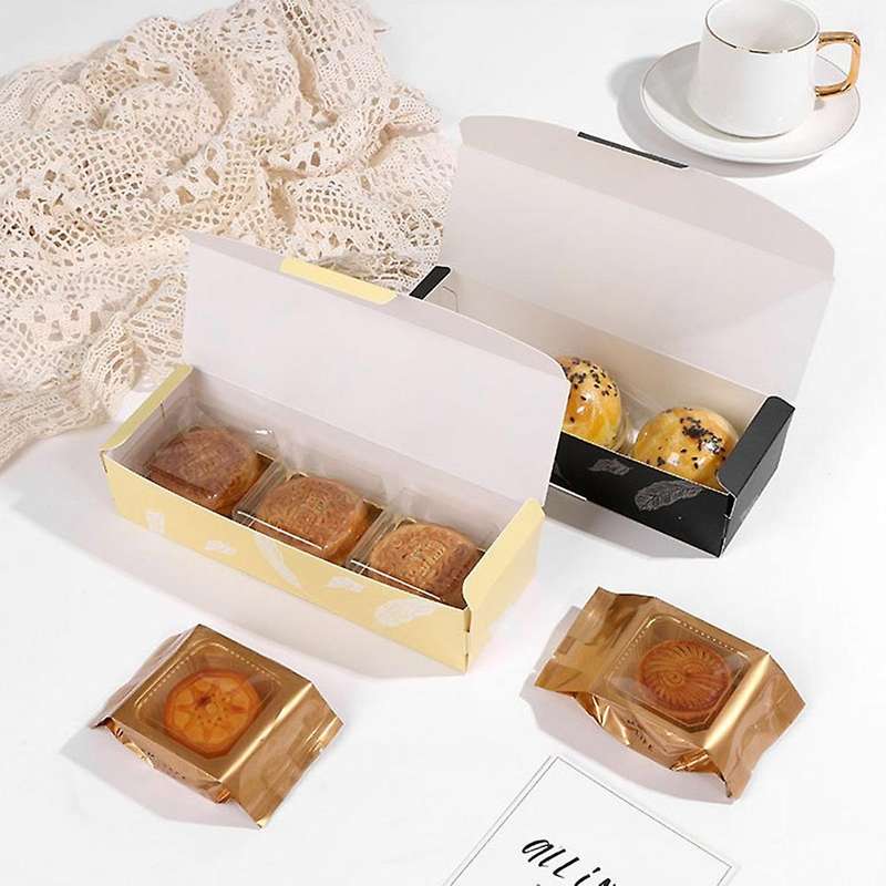 50 Pcs Rectangular Egg Yolk Crisp Packaging Box,(golden Feather)