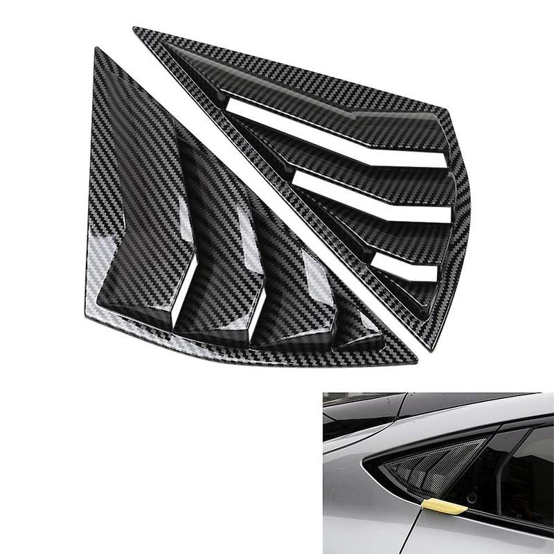 Car Carbon Fiber Rear Window Triangle Louver Shutter Cover Trim