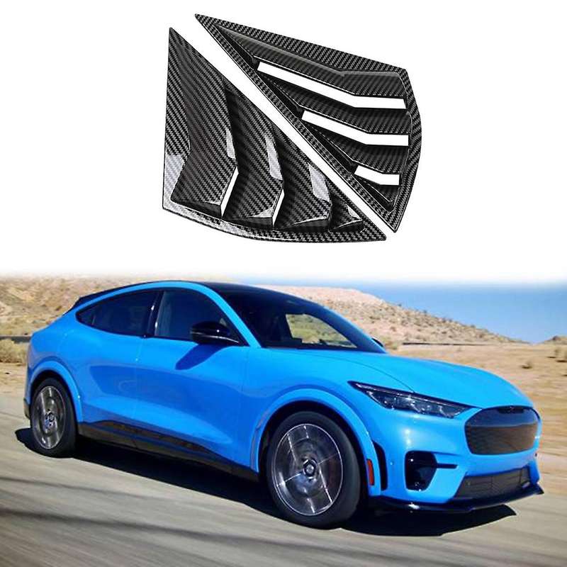 Car Carbon Fiber Rear Window Triangle Louver Shutter Cover Trim