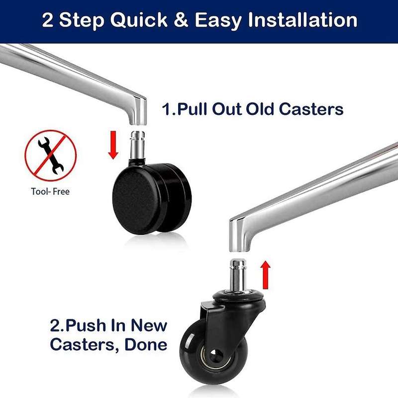 Office Chair Caster Set Of 5, 2inch Smooth Rolling Safe