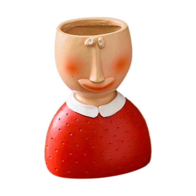 Resin Cartoon Body Art Abstract Flower Pot Sculpture Decoration-c
