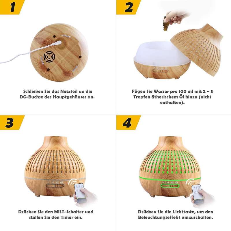 400 Ml Essential Oil Diffuser with Timer for Bedroom with Eu Plug
