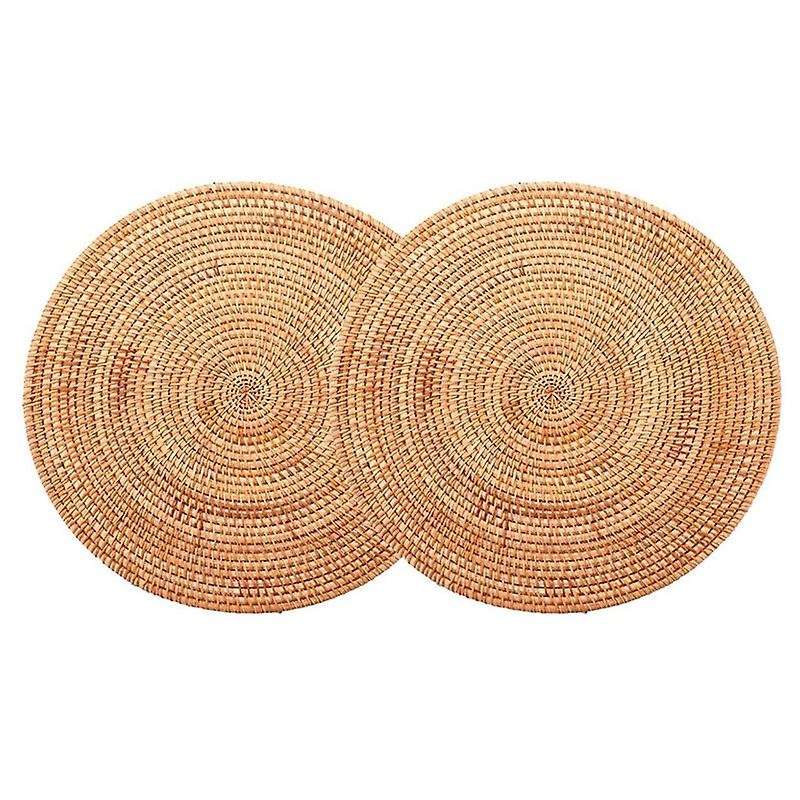 2 Pack Handwoven Rattan Placemats,wicker Table Mats, for Dinner Table