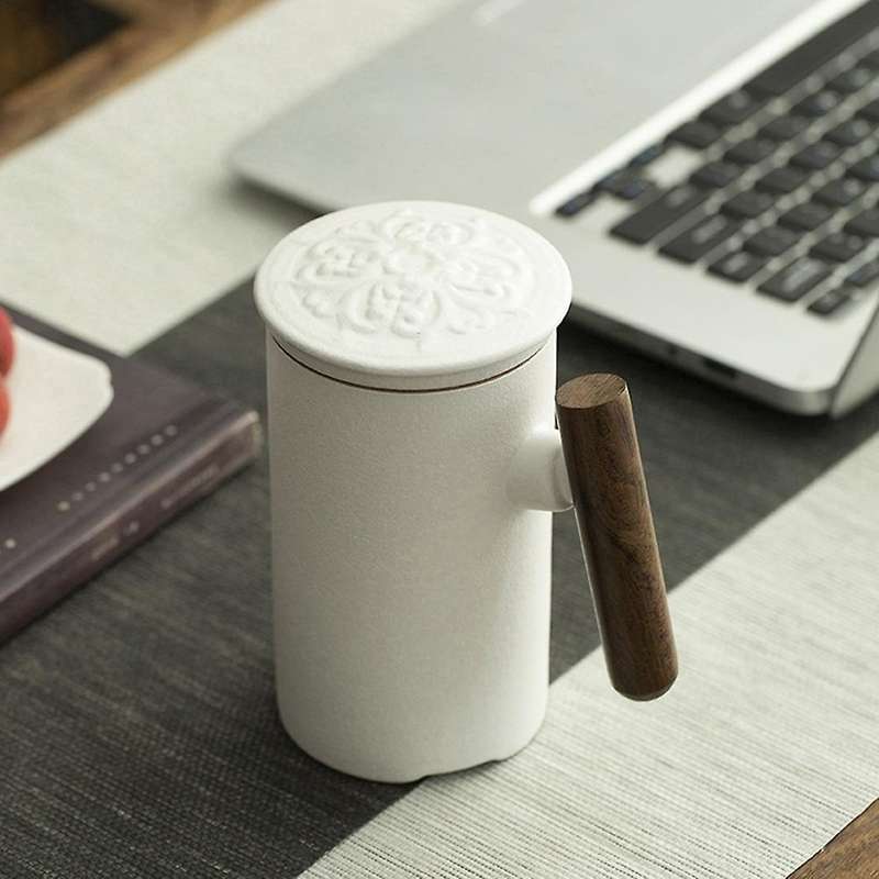 Ceramic Mug Office Tea Cup with Cover Filter Liner Ceramic Mug -b
