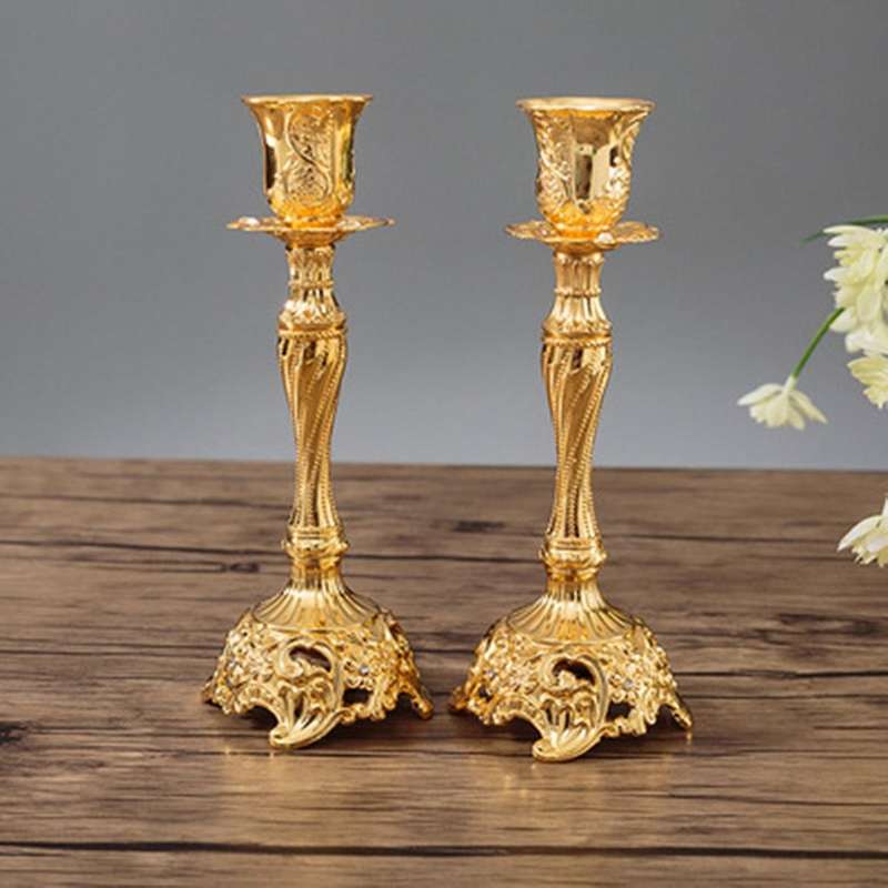 2pcs Metal Candle Holders Wedding Candlestick Home Decor Silver L