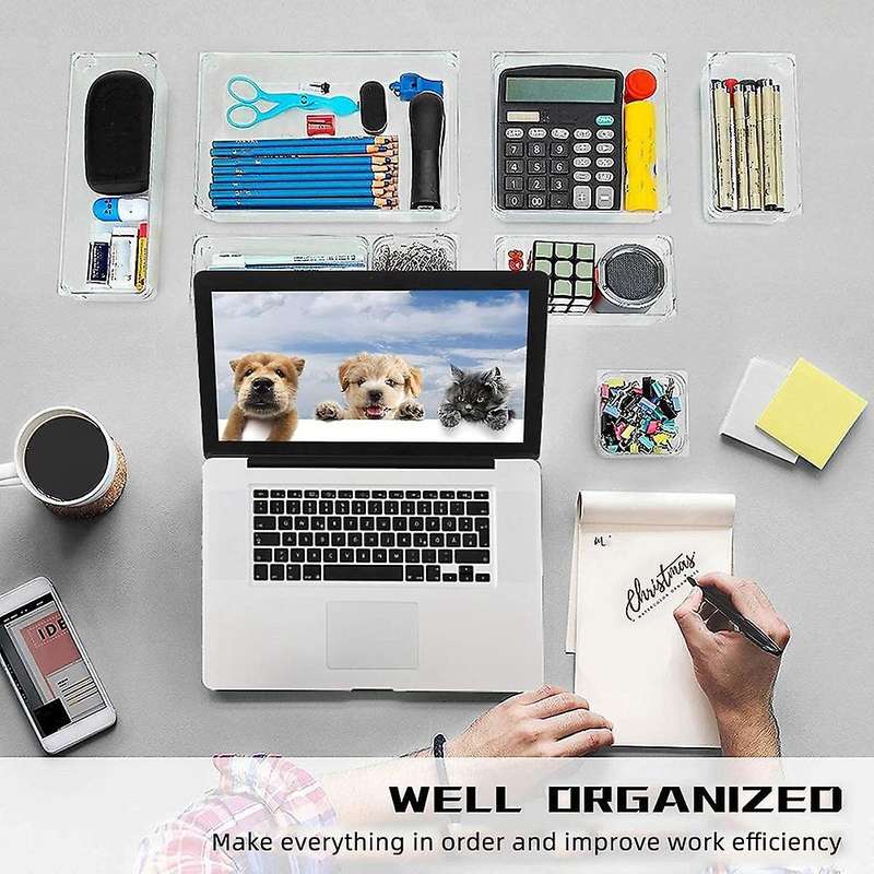 10 Pcs Desk Drawer Organiser Trays, 5-size Versatile Storage Boxes