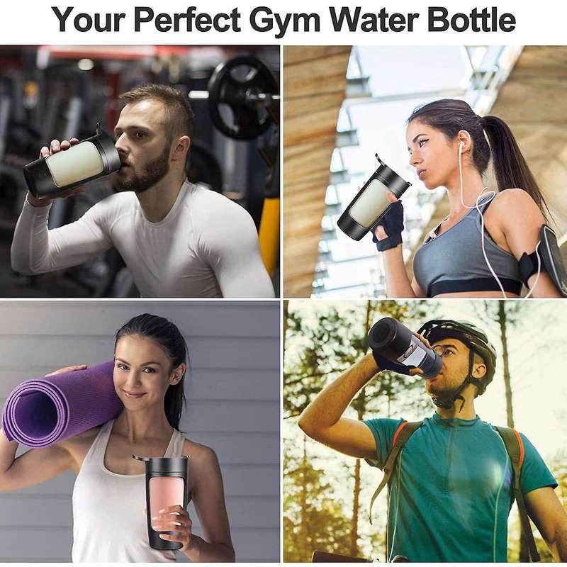 Shaker Bottle for Protein Mixes Rechargeable Black