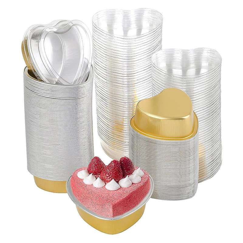 100pcs Muffin Cupcake Cups,heart-shaped Cups with Lid,for Birthday