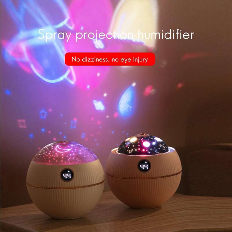 550ml Usb Air Humidifier with Projection Lamp Rechargeable White