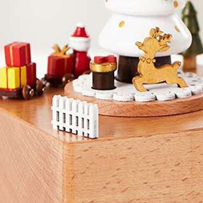 Wooden Music Box Santa Claus Christmas Tree Train Boxes Home Decor