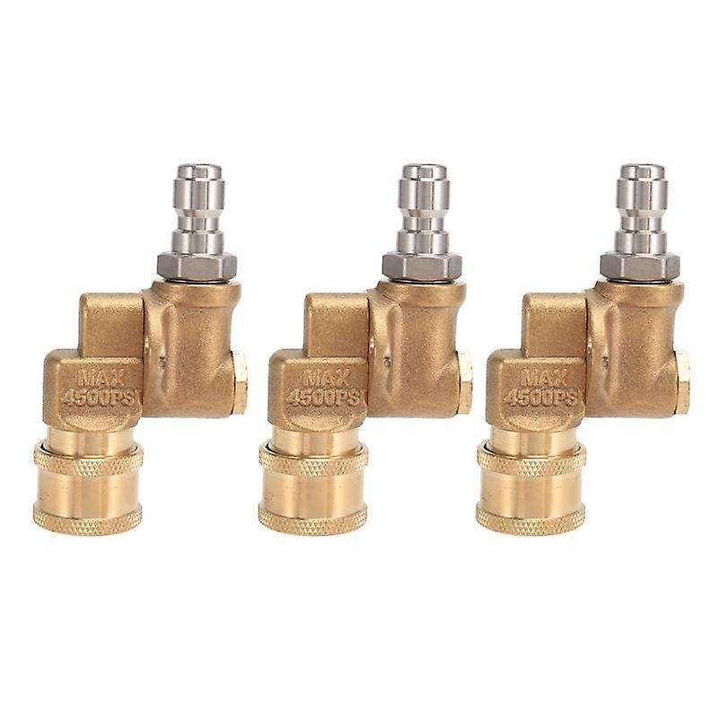 3x Quick Connecting Pivoting Coupler, 4500 Psi, 1/4 Inch