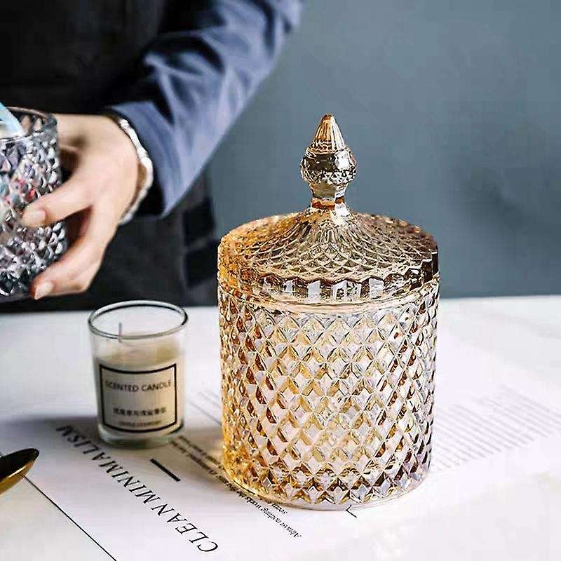2pcs 300ml Crystal Glass Storage Jars Sugar Chocolate Cans Candy Box
