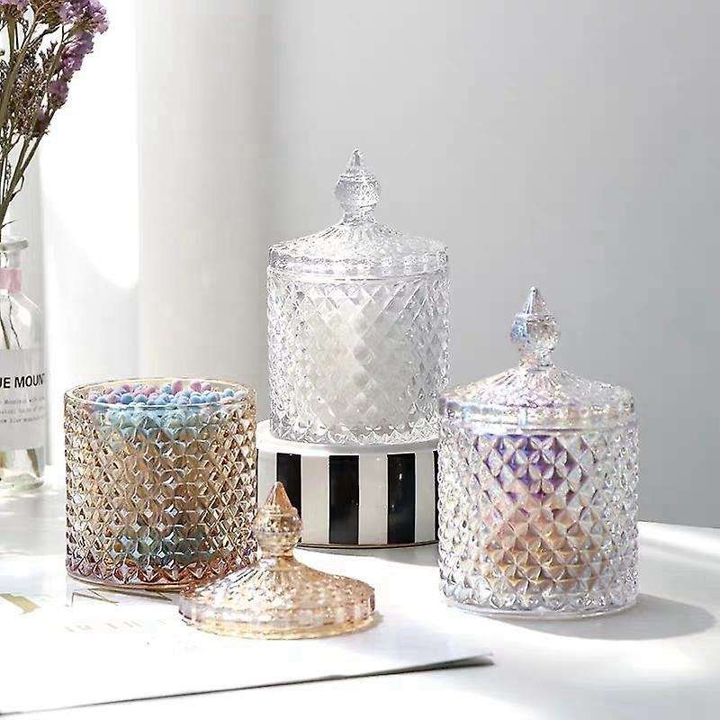 2pcs 300ml Crystal Glass Storage Jars Sugar Chocolate Cans Candy Box