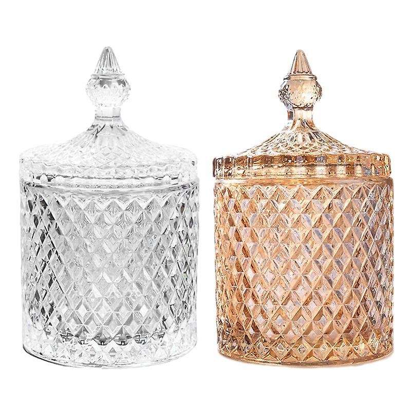 2pcs 300ml Crystal Glass Storage Jars Sugar Chocolate Cans Candy Box